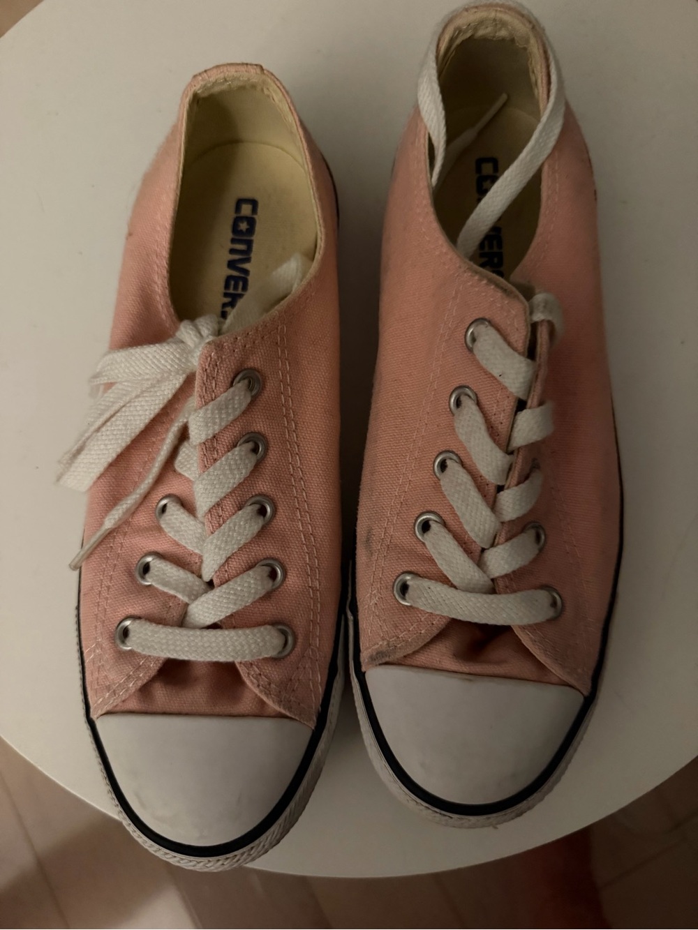 Converse Pink Low-Top Canvas Sneakers with White Laces